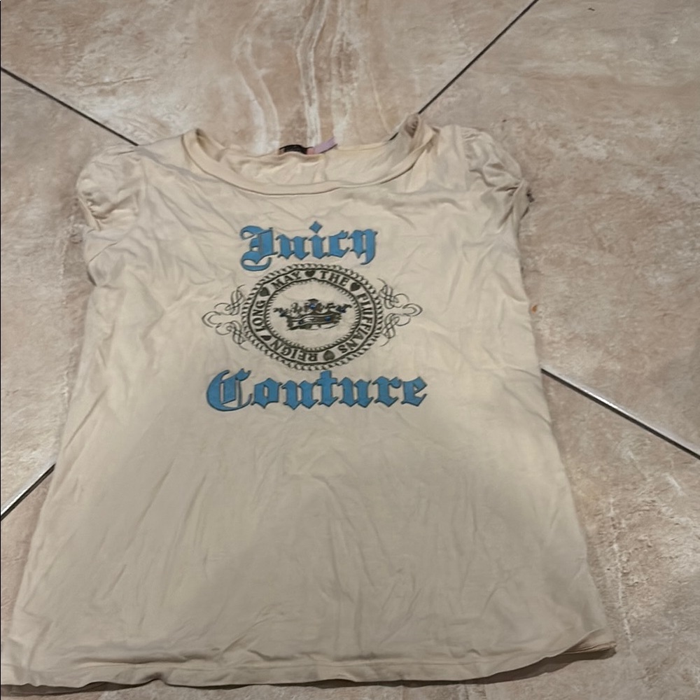 Juicy Couture Cream Short Sleeve Tee Retro Graphic